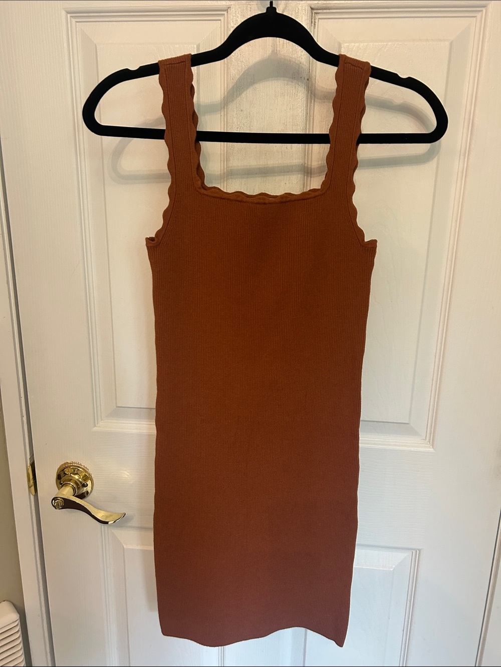 Wilfred Rust Ribbed Square-Neck Tank Dress